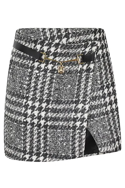 ELISABETTA FRANCHI ELISABETTA FRANCHI LAMINATED TWEED WRAPAROUND MINI SKIRT