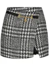 Elisabetta Franchi Asymmetric Houndstooth Skirts Gold Hardware In Black