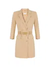 Elisabetta Franchi Lapel Belted Mini Dress In Neutral