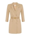 Elisabetta Franchi Lapel Belted Mini Dress In Neutral