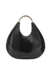 Elisabetta Franchi Large Crocodile-embossed Jewel-handle Tote Bag In Black
