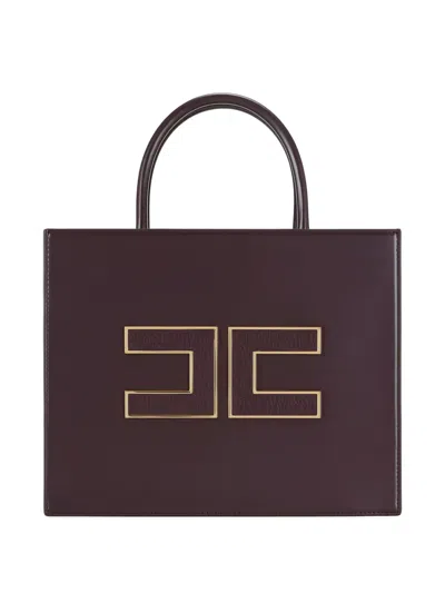 Elisabetta Franchi Large Logo-detail Tote Bag In Burgundy