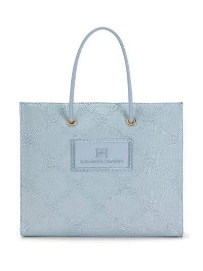 Elisabetta Franchi Grosser Shopper Mit Logo-stickerei In Blue
