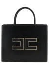 Elisabetta Franchi Large Logo Shopping Bag Tote Bag Black In Black