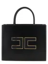 Elisabetta Franchi Large Logo Shopping Bag Tote Bag Black In Black