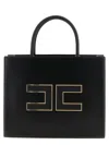 Elisabetta Franchi Large Logo Shopping Bag Tote Bag Black In Black