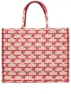 Elisabetta Franchi Large Monogram Tote Bag In Pink