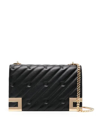 Elisabetta Franchi Logo Plaque Small Shoulder Bag In Black