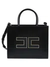 Elisabetta Franchi Structured Handbag With Prominent Logo Detail In Black