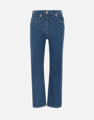 Elisabetta Franchi Laser Lozenges Blue Slim Fit Jeans
