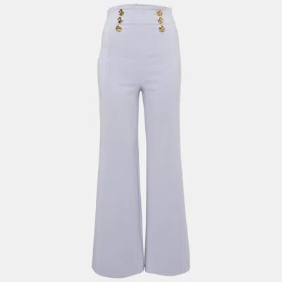 Pre-owned Elisabetta Franchi Lavender Crepe Button Detail Flared Trousers S In Purple