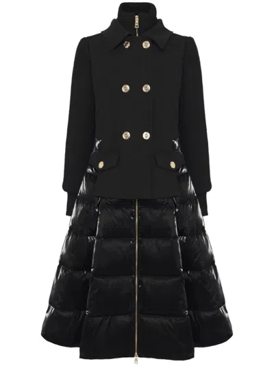 Elisabetta Franchi Layered A-line Padded Coat In Black