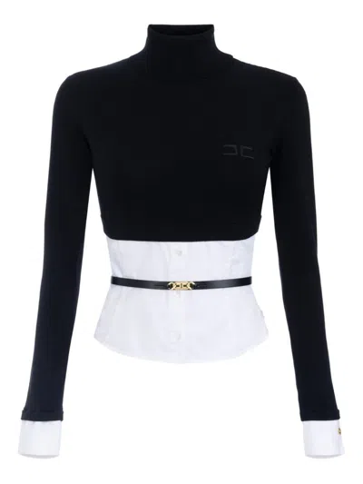 Elisabetta Franchi Layered High-neck Sweater In Black