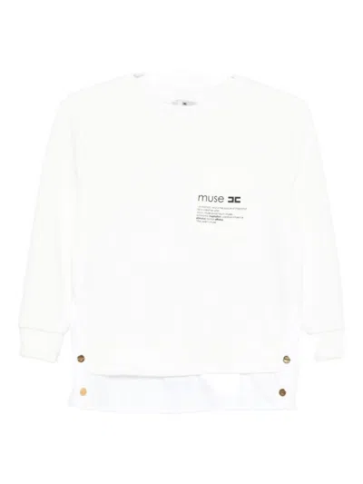 ELISABETTA FRANCHI ELISABETTA FRANCHI LAYERED IVORY SWEATER WITH DECORATIVE BUTTONS