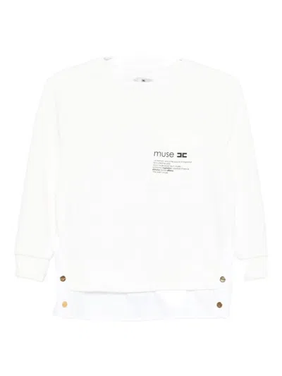 ELISABETTA FRANCHI LAYERED IVORY SWEATER WITH DECORATIVE BUTTONS