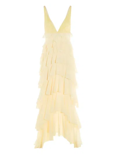 ELISABETTA FRANCHI LAYERED MAXI DRESS