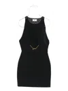 Elisabetta Franchi Sleeveless Round Neck Mini Fitted Chain Dress In Black