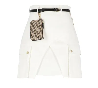 Elisabetta Franchi Layered Mini Skirt In White