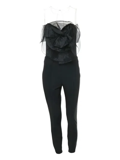 Pre-owned Elisabetta Franchi Layered-ruffle Jumpsuit In Black