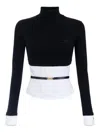 Elisabetta Franchi Layered Turtleneck Sweater With Shirt-style Base In Black