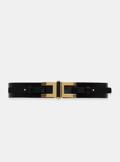 Elisabetta Franchi Leather Belt In Burgundy