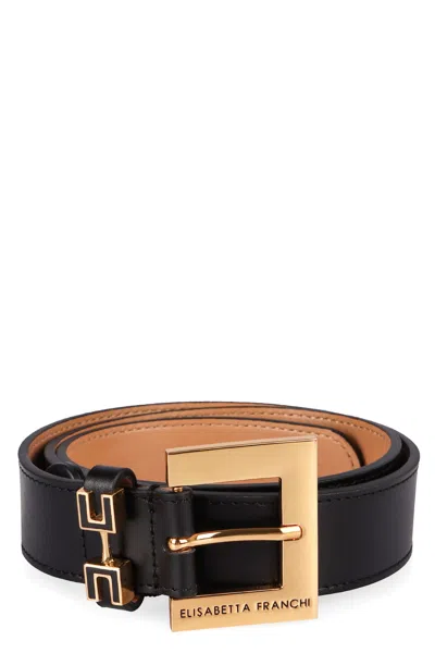 Elisabetta Franchi Leather Belt In Black