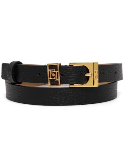 Elisabetta Franchi Leather Belt In Black