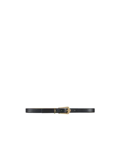 Elisabetta Franchi Leather Belt With Logo Details In Black