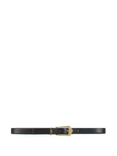Elisabetta Franchi Leather Belt With Logo Details In Black