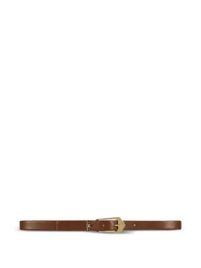 Elisabetta Franchi Leather Belt With Logo Details In Brown