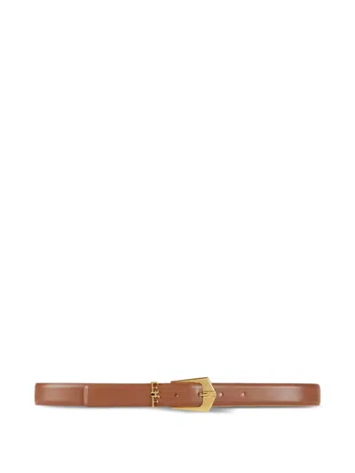 Elisabetta Franchi Leather Belt With Logo Details In Brown