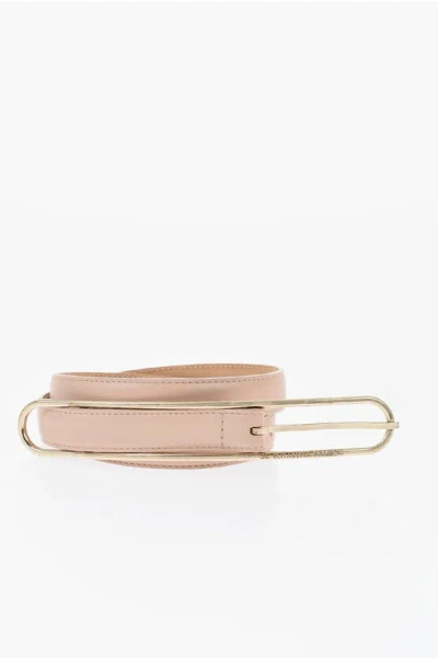 Elisabetta Franchi Leather Belt With Logoed Application