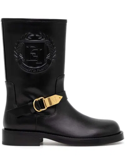 Elisabetta Franchi Leather Boots In 黑色