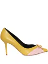 Elisabetta Franchi Leather Bow-detail Pumps In Yellow