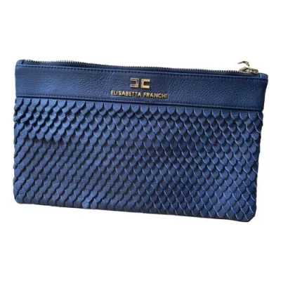 Pre-owned Elisabetta Franchi Leather Clutch Bag In Blue