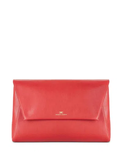 Elisabetta Franchi Leather Clutch Bag In Red