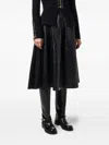 Elisabetta Franchi Leather-effect Belted Midi Skirt In Black