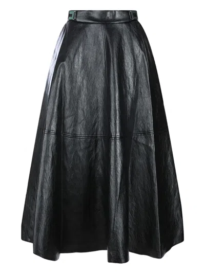 Elisabetta Franchi Leather-effect Panelled Midi Skirt In Black