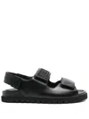 Elisabetta Franchi Leather Flat Sandals In 黑色