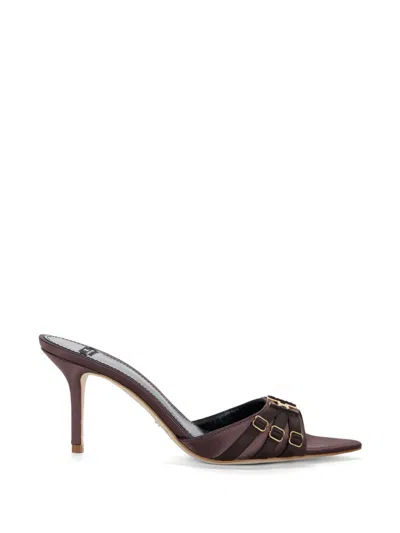 Elisabetta Franchi Leather Heeled Sandals In Brown