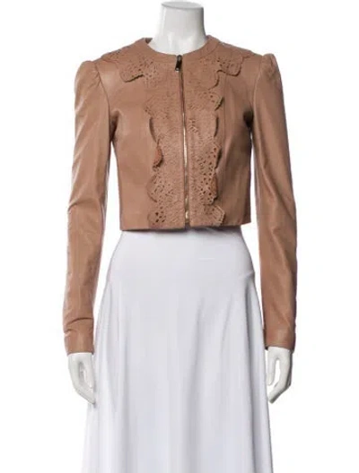 Pre-owned Elisabetta Franchi Leather Jacket In Brown
