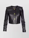 Elisabetta Franchi Leather Jacket With Monogram Metal Details In Black