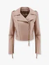 Elisabetta Franchi Leather Jacket With Stitched Profiles