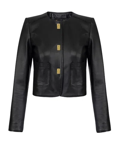 ELISABETTA FRANCHI HOOK-FASTENING LEATHER JACKET