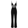 Elisabetta Franchi Black Jumpsuit With Deep Neckline And Lace Detail On The Front
