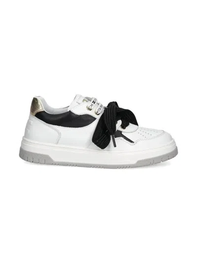 Elisabetta Franchi Kids' Leather Logo-embossed Sneakers In White
