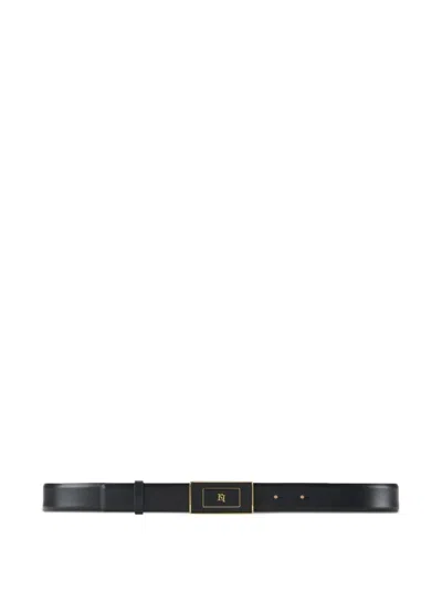 ELISABETTA FRANCHI LEATHER LOGO-PLAQUE BELT