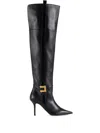 Elisabetta Franchi Leather Logo-plaque Boots In Black