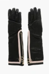 Elisabetta Franchi Leather Long Gloves With Zip