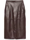 Elisabetta Franchi High Waist Leather Midi Skirt In Brown